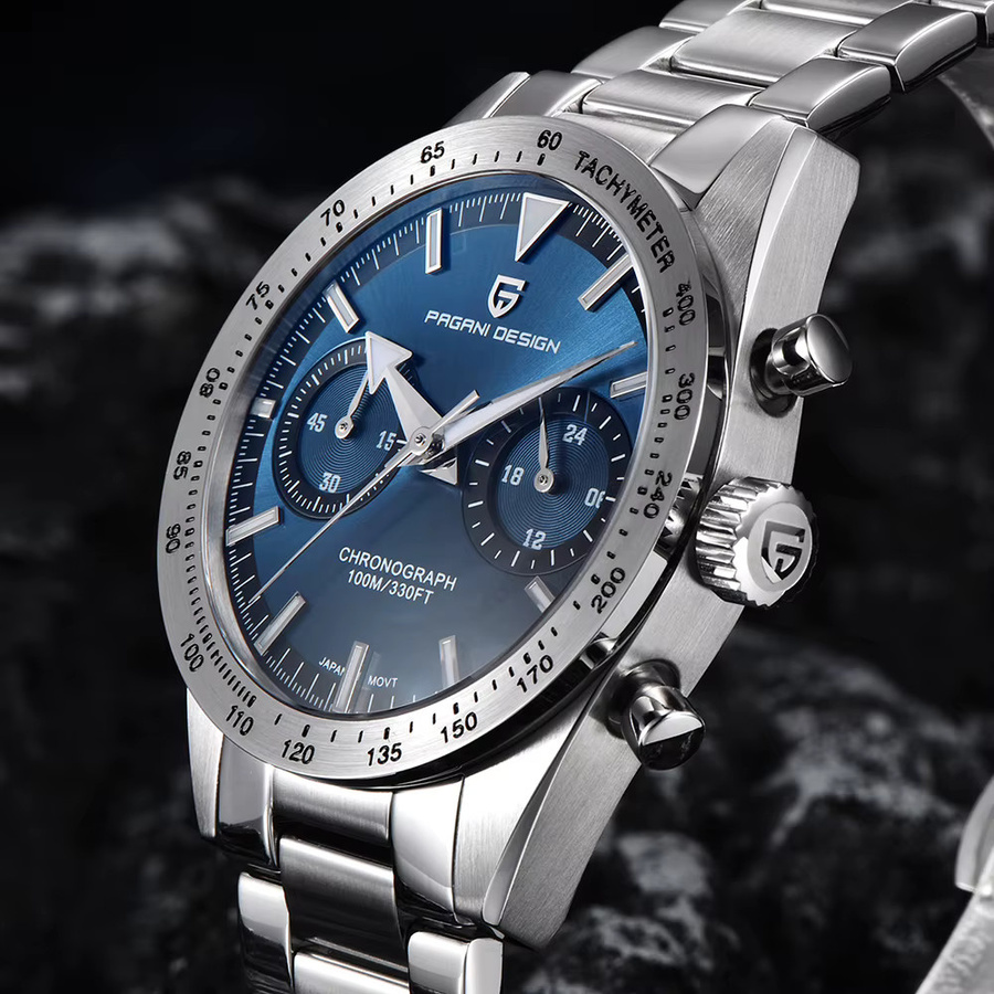 Pagani Design Chronograph, Quarz, Edelstahl, Blau, Herren - Bild 3