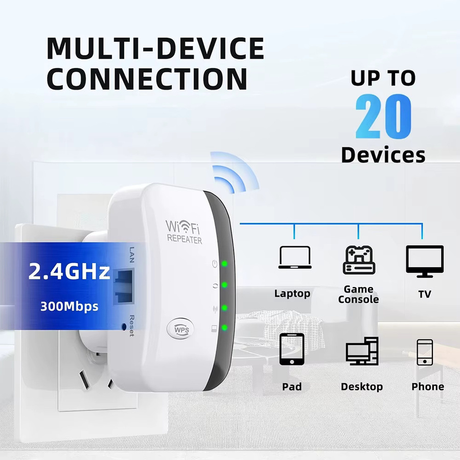 Regaton WLAN Repeater Single-Band 2,4G Wi-Fi Signalverstärker in Weiß - Bild 2