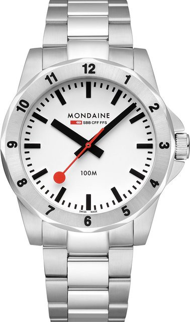 Mondaine Herrenuhr, Quarz, Edelstahl, 42 mm, 10 ATM - Bild 1