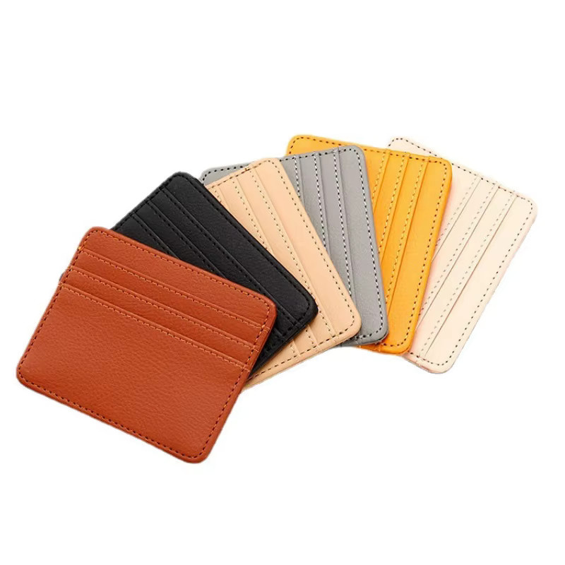 Schlankes Kartenetui aus PU-Leder in Bonbonfarben für Damen und Herren mit Multi-Slot für Ausweise und Kreditkarten, Rot/Mehrfarbig - Bild 2