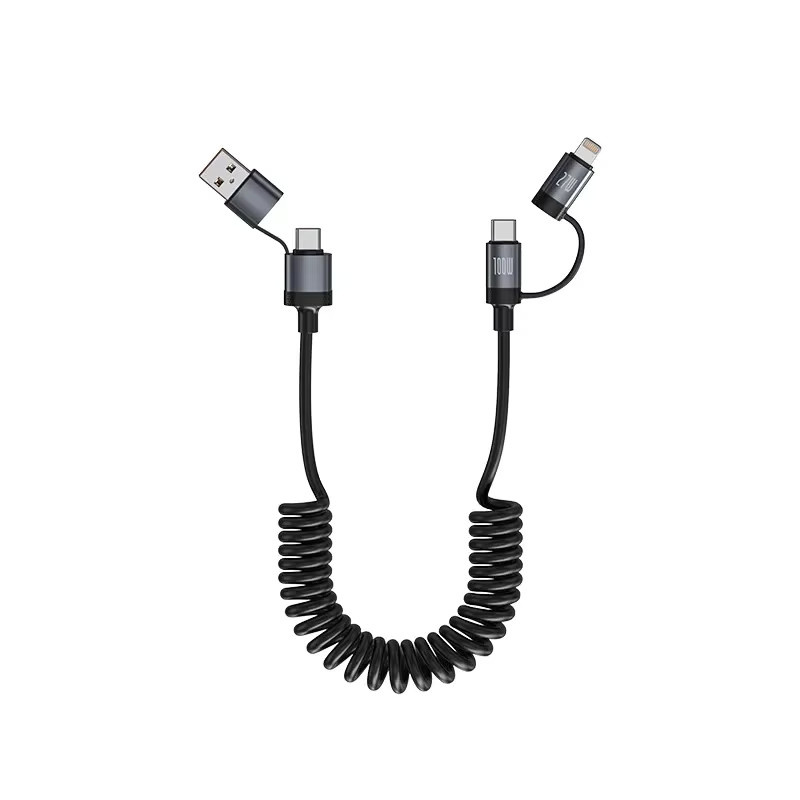 OIITH 100W Dual Drag Spring USB Typ C Schnellladekabel mit 6A Ausziehfunktion, Schwarz - Bild 5