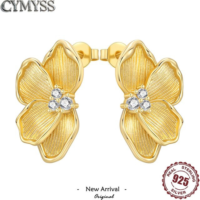 CYMYSS Ohrstecker 925 Silber, Gold, Zirkonia, Damen - Bild 1