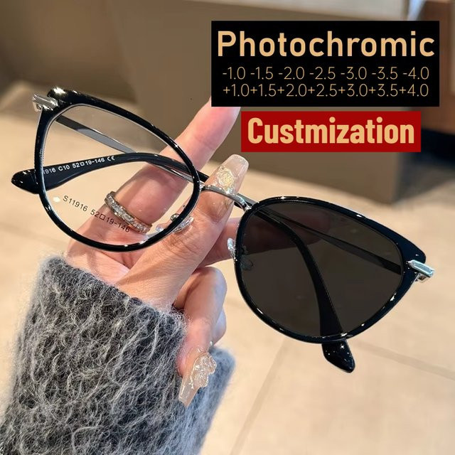 ERIKOLE Cat-Eye Sonnenbrille, Vollrand, schwarz, Damen, photochrom - Bild 1