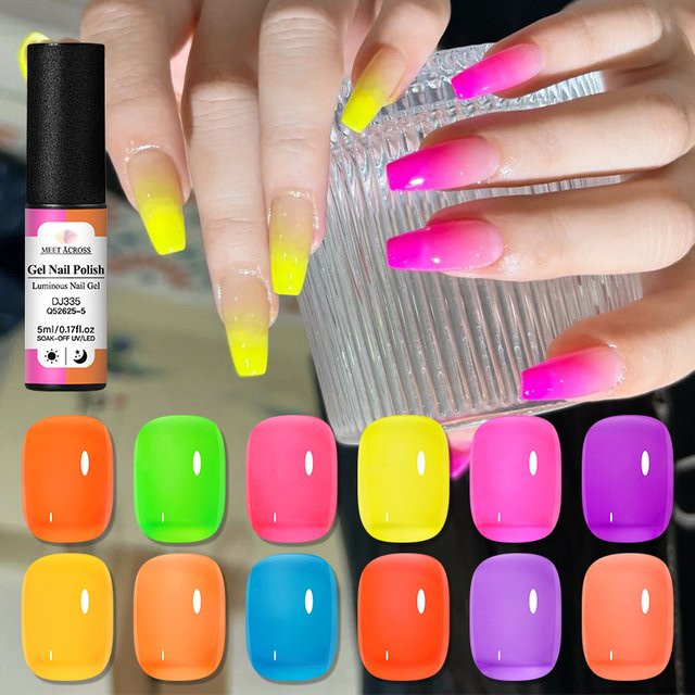 MEET ACROSS Gel-Nagellack, Neon Glow-in-the-Dark, 5 ml, Glänzend - Bild 1