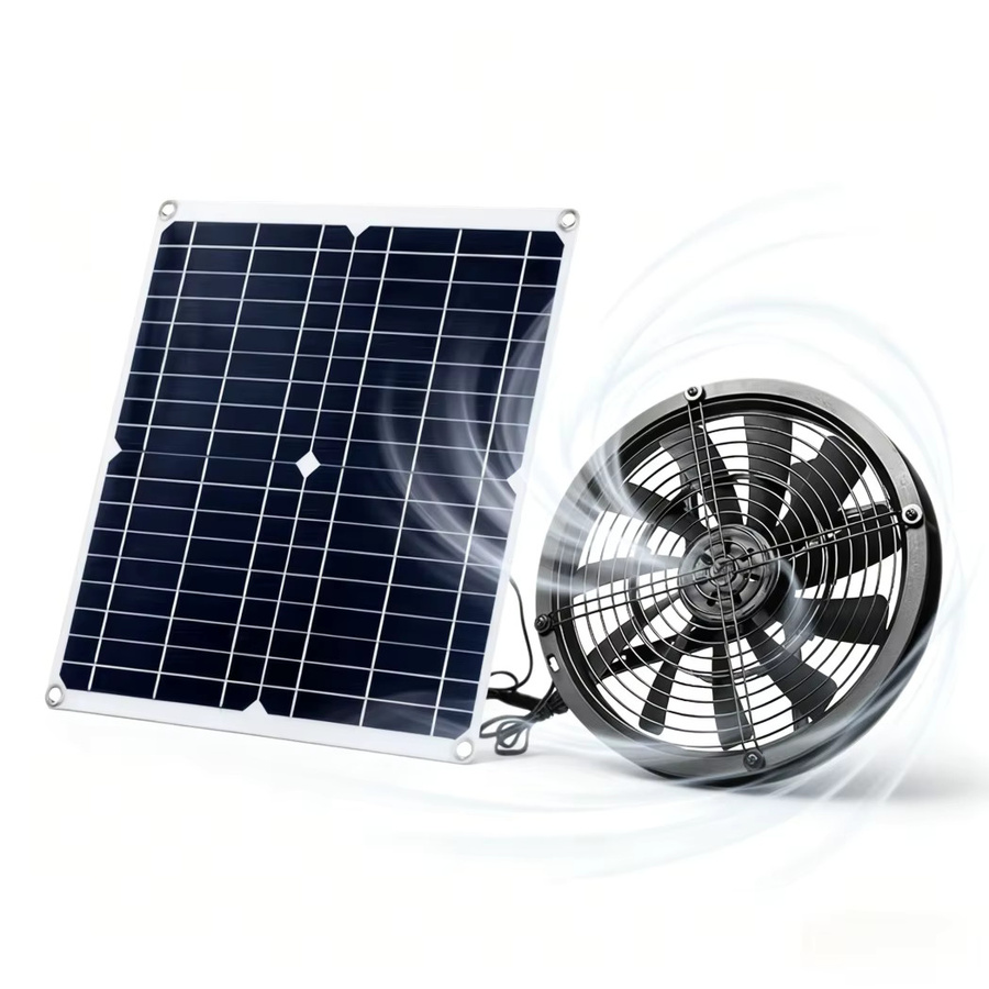 EESBAO Solar-Abluftventilator-Set in Schwarz, 6 Zoll, wetterfester automatischer Lüfter für Gewächshaus, Hundehütte, Wohnmobil, Hühnerstall und Schuppen - Bild 6