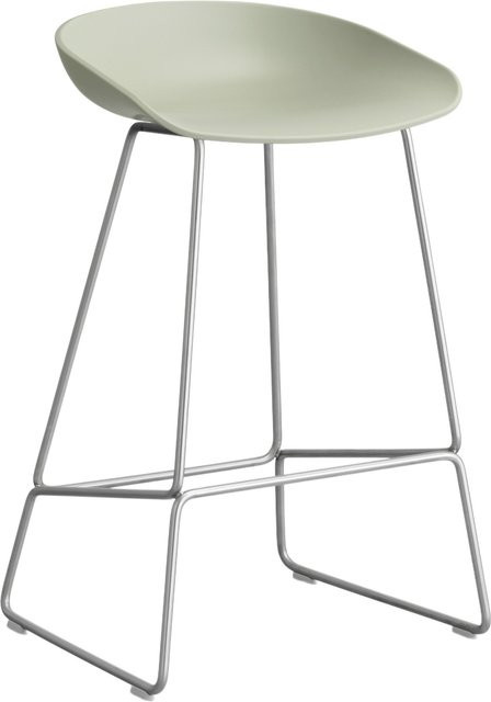 HAY About A Stool AAS 38 Hocker in Grün mit Stahlgestell und Polypropylen-Sitzschale im industriellen Design - Bild 1