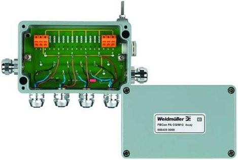 Weidmüller FBCON PA CG/M12 4WAY Sensor/Aktorbox passiv PROFIBUS-PA Standardverteiler EEx(ia) in Grau aus Edelstahl - Bild 1