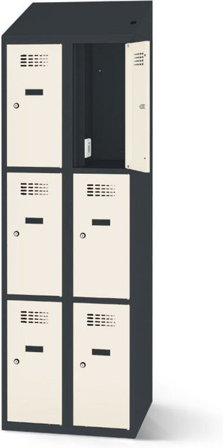 rotstahl Fächerschrank mit 6 Fächern und Ladefunktion, weiß, B: 80 cm, H: 200 cm - Bild 1