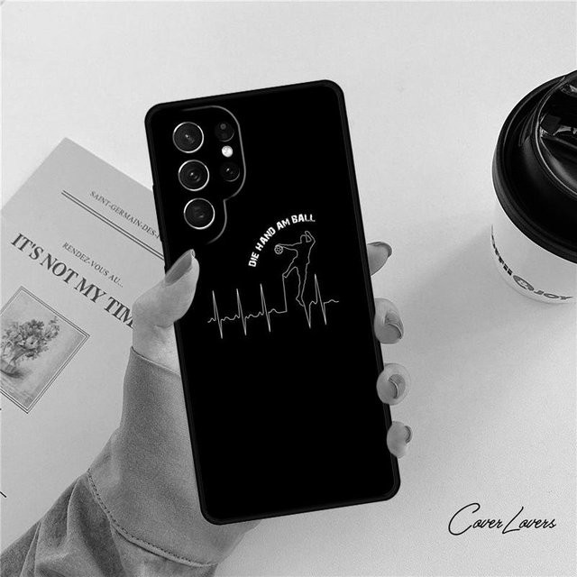 Handyhülle Frieden Liebe und Handball für Samsung Galaxy S24 S25 S23 S22 Ultra Note 10 20 Plus S21 S20 FE in Schwarz - Bild 1