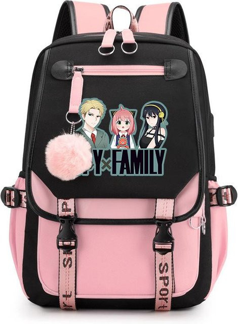 3-teiliges Schulrucksack-Set in Pink aus Oxford-Stoff mit großem Fassungsvermögen inklusive Federmäppchen und Schultergurt - Bild 1