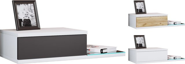 VCM Nachtschrank Konsila L Wandboard mit Schublade aus Glas, H x B x T: 15 x 65 x 30 cm - Bild 1
