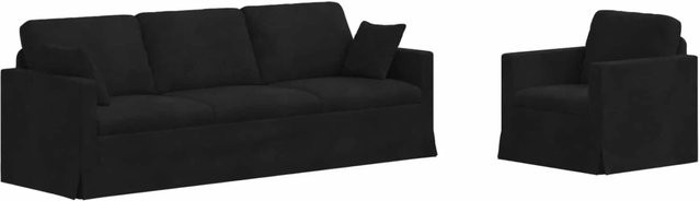 vidaXL Sofa 2-teilig Schwarz Samt mit Metallrahmen B/T/H: 228 x 78 x 80 cm - Bild 1