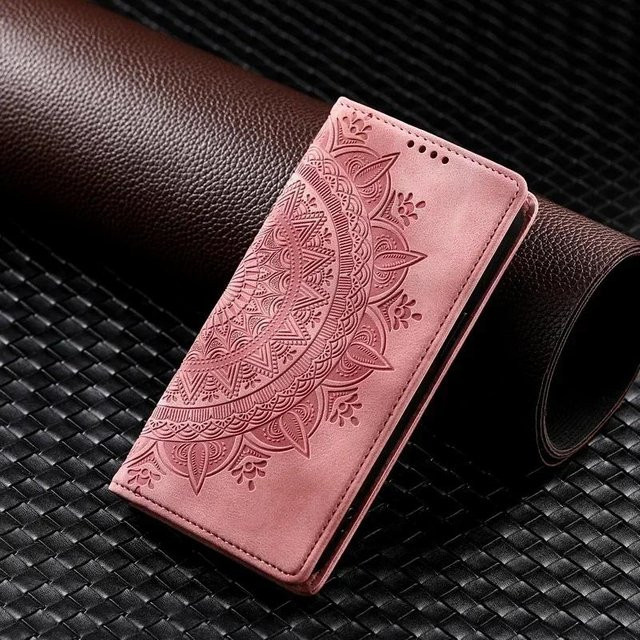 Magnetische Handyhülle mit Luxus Mandala Muster für Samsung Galaxy S24 S23 S22 S21 S20 Ultra FE in Rosa - Bild 1