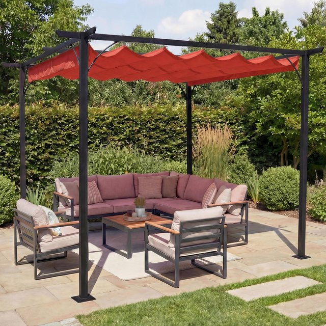 Garten Pavillon MCW Pergola C42 mit Schiebedach in Terracotta, B/T: 350 x 350 cm - Bild 1