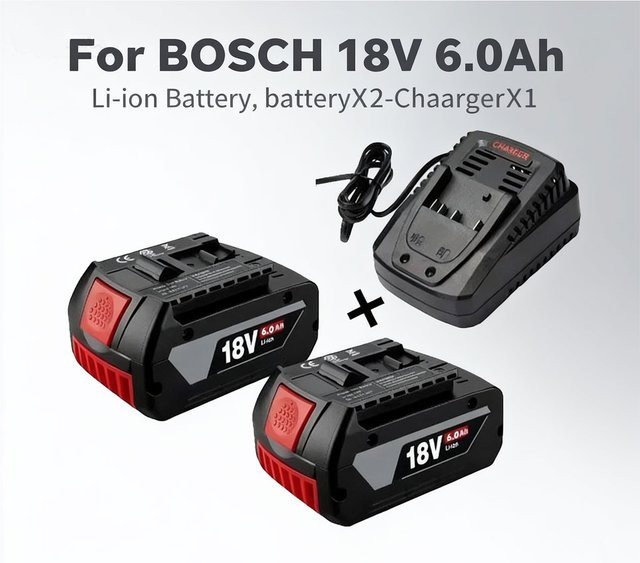 Bosch GBA 18V 6,0 Ah Professioneller Li-Ion Akku mit LED in Schwarz für Bosch 18V Ladegeräte Ersatz BAT609G BAT622 BAT618G - Bild 1
