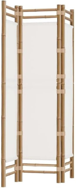 vidaXL 3-teiliger Paravent faltbar aus Bambus und Canvas in Cremeweiß, Höhe: 180 cm, Breite: 120 cm - Bild 1