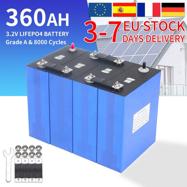 Likctt LiFePO4 Lithium-Eisenphosphat Batterie 3,2V 360Ah Klasse A Wiederaufladbare Zellen für DIY Solarspeicher in Blau - Bild 1