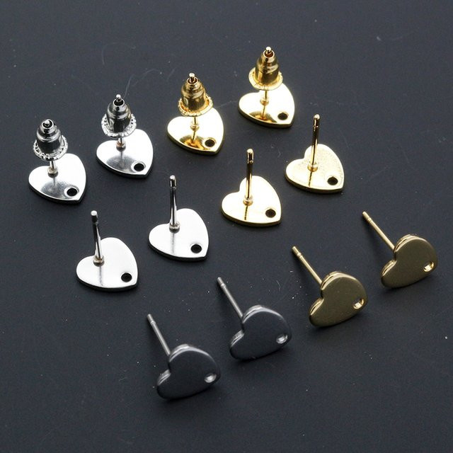 Wadsfred Ohrstecker, Herz, 8 mm, 316 Edelstahl vergoldet, Unisex - Bild 1