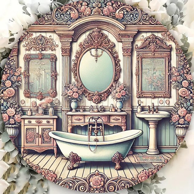 Runde Wandkunst HELLOYOUNG mit floralem Vintage-Design in Multicolour, Durchmesser: 20 cm - Bild 1
