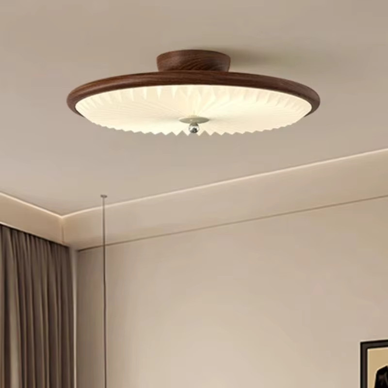 Claeted Deckenleuchte im Retro-Stil aus Holz und Glas in Beige und Braun für dein Schlafzimmer - Bild 1