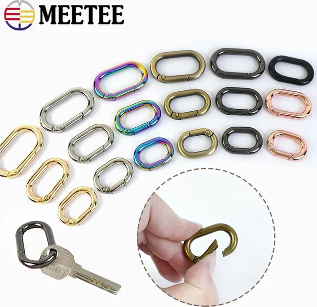 Meetee Metall-Karabinerhaken Set mit O-Ring und Federkarabiner für Taschenriemen und Schlüsselanhänger, Gold und Multicolour, 13-40mm - Bild 1