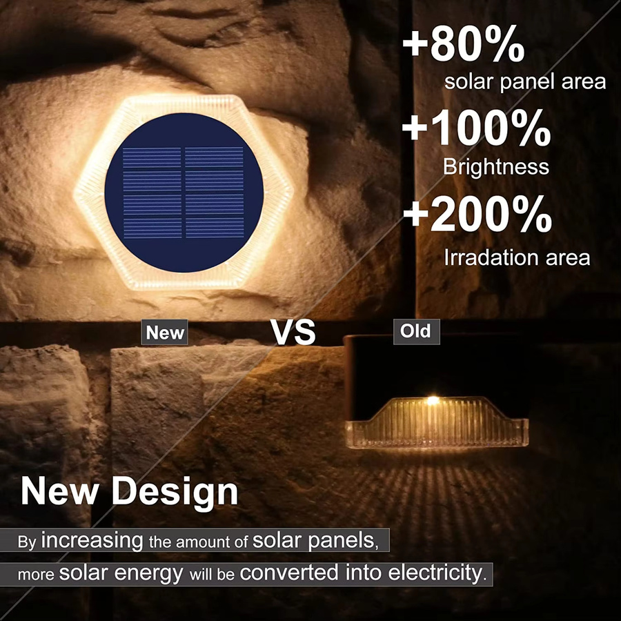 Yilaie Solar-Terrassenleuchten 4er-Pack LED-Stufenleuchten IP68 wasserdicht für Garten, Terrasse und Treppen in Warmweiß - Bild 5