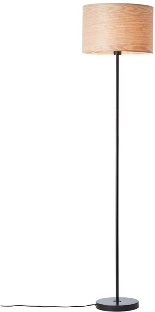 Brilliant Stehlampe Romm aus Holz und Metall in Schwarz und Hell, Höhe: 161,5 cm, Durchmesser: 38 cm, E27 Fassung mit Fußschalter - Bild 1