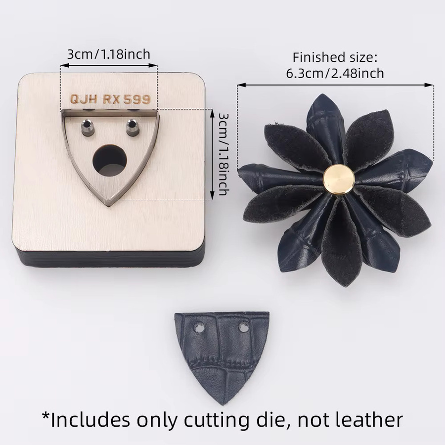 QJH Kunstleder-Stanzform mit Blumendesign für präzise DIY-Lederbearbeitung aus Metall - Bild 6