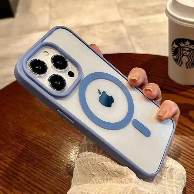 Yiran MagSafe Transparente Handyhülle für iPhone 12 bis 16 Pro Max mit Magnetischer Kabelloser Ladefunktion in Grau - Bild 1