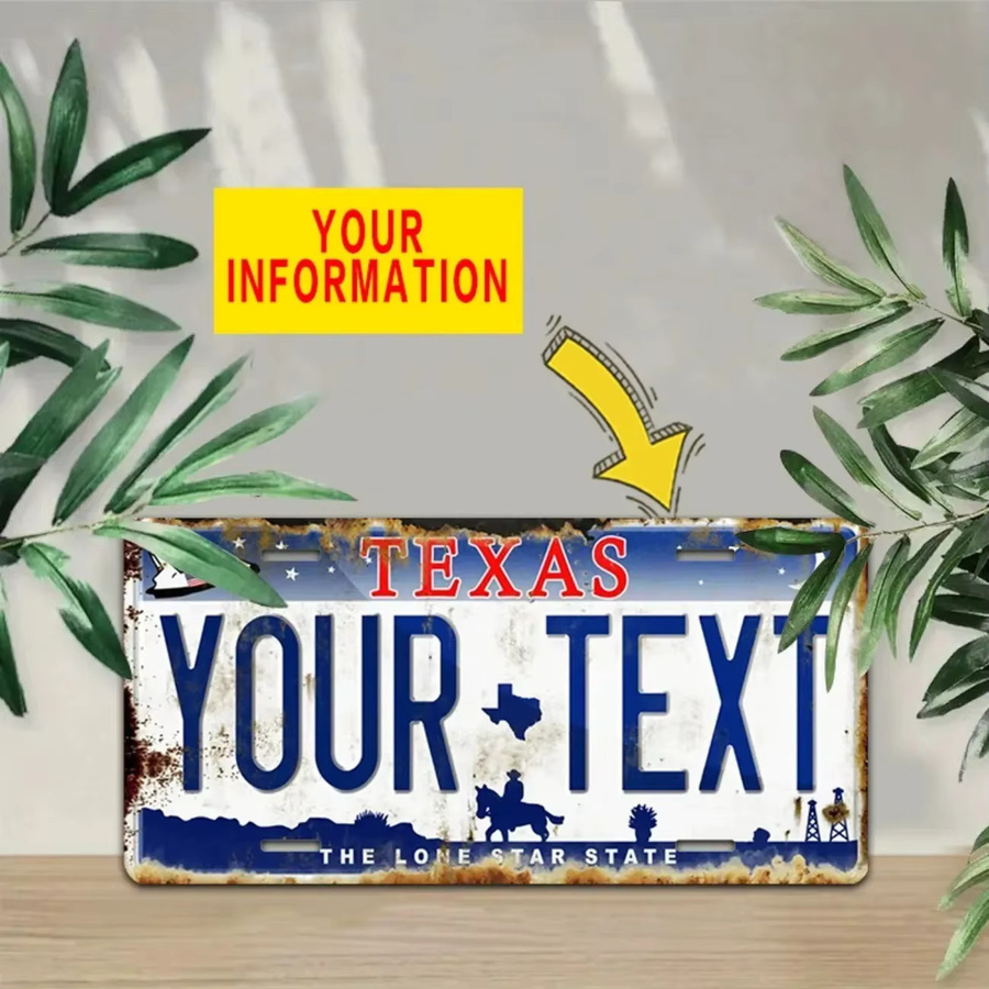 Personalisiertes Texas Nummernschild aus Aluminium von CIFBUY als individuelle Garagenwand-Dekoration im Vintage-Stil, Breite: 30,48 cm, Höhe: 15,24 cm - Bild 3