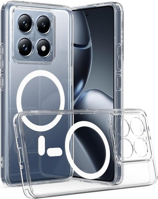 Stoßfeste magnetische kabellose Ladehülle für Xiaomi 14T Pro und Xiaomi 14T in Grau und Transparent - Bild 1