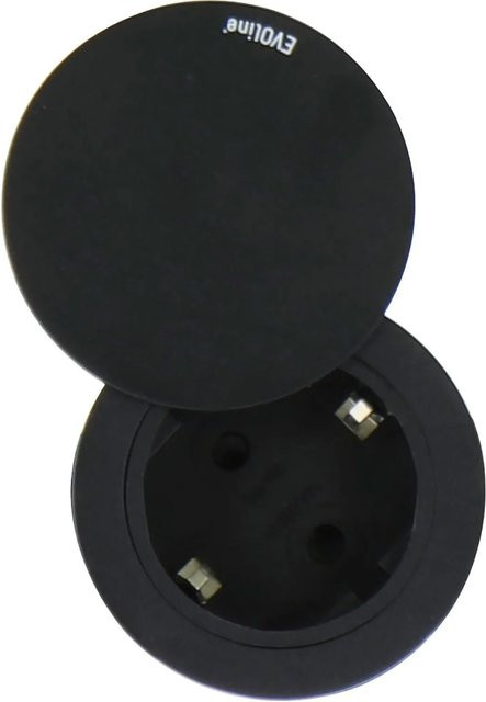 EVOline One Einbausteckdose mit Drehdeckel in Schwarz aus Kunststoff, Durchmesser: 59 mm, 230 V - Bild 1