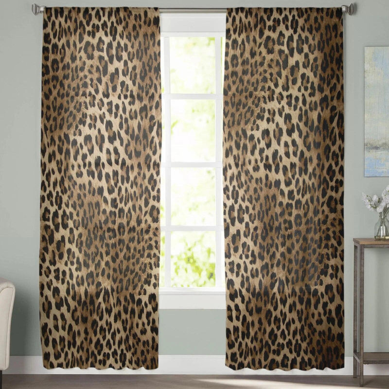 Transparente Tüllvorhänge mit Leopardenmuster von A Family Of Home Textiles in Braun, Breite: 135 cm, Höhe: 137 cm - Bild 2