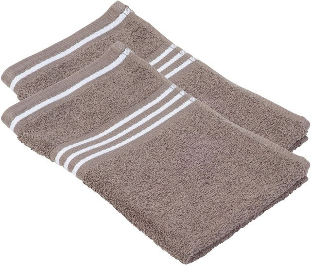 GÖZZE Gästetuch Rio Doppelpack aus Baumwolle, gestreift, Beige, B: 30 cm x H: 50 cm - Bild 1