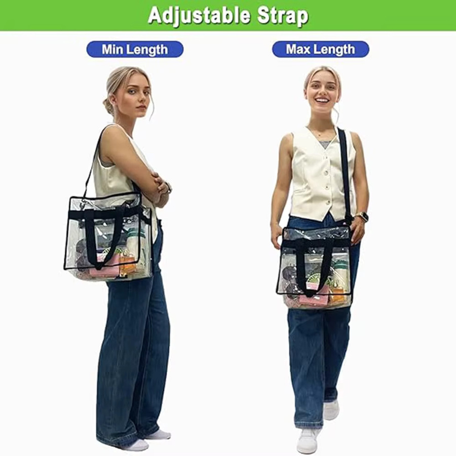 Wasserdichte PVC-Tragetasche für Damen in Schwarz, transparente Aufbewahrungstasche mit Griffen für Fitnessstudio, Schwimmen und Reisen - Bild 2