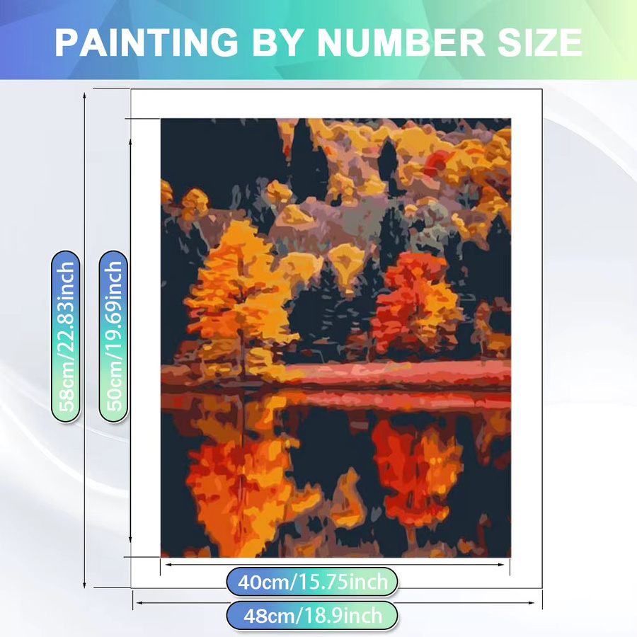 HUACAN Malen-nach-Zahlen-Set Herbstlandschaft mit Wald und Bäumen auf Leinwand, Mehrfarbiges DIY Wandbild zur Heimdekoration - Bild 2