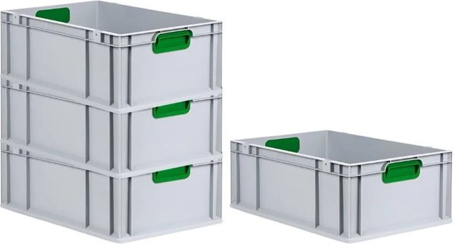 PROREGAL Spar Set 4x Eurobox Nextgen Color Transportboxen mit verstärktem Boden und Griffen, Farbe: Grün, H x B x T: 22 x 40 x 60 cm, 44 Liter - Bild 1