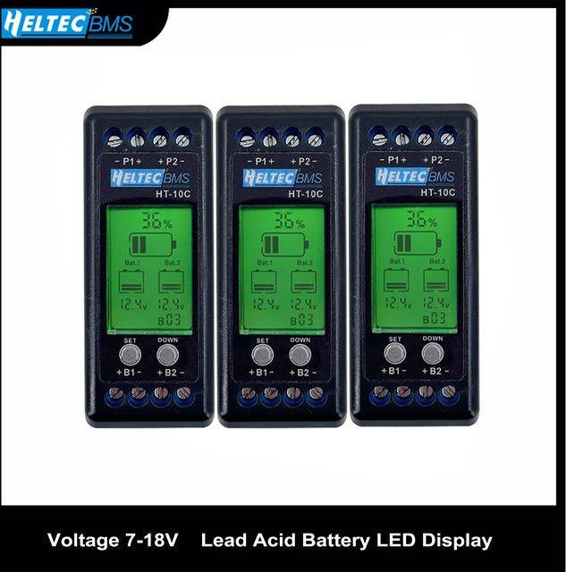 Heltec Batterie-Equalizer 12 V Spannungsregler für Blei-Säure-Batterien mit LCD-Anzeige in Schwarz - Bild 1