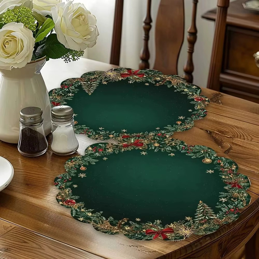 VIKAMA Rutschfeste Tischsets mit Weihnachtsmotiv in Grün für Weihnachtsdekoration und Partys - Bild 4
