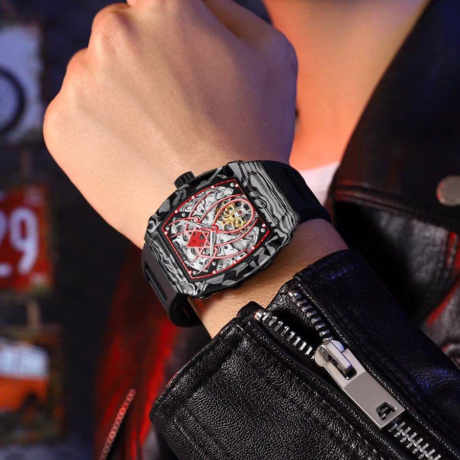 MUSANFIGO Armbanduhr Automatik, Edelstahl, Schwarz, Eckig, Herren - Bild 2