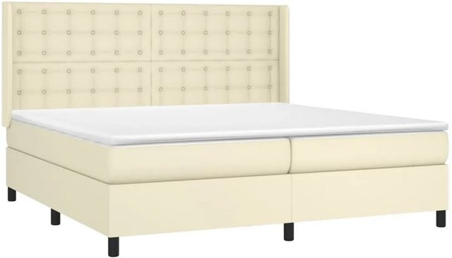 vidaXL Boxspringbett mit Matratze und LED in Creme, Hybridbett mit USB-Ladeport und Unterbettbeleuchtung, B/T/H: 200 x 200 x 118 cm - Bild 1