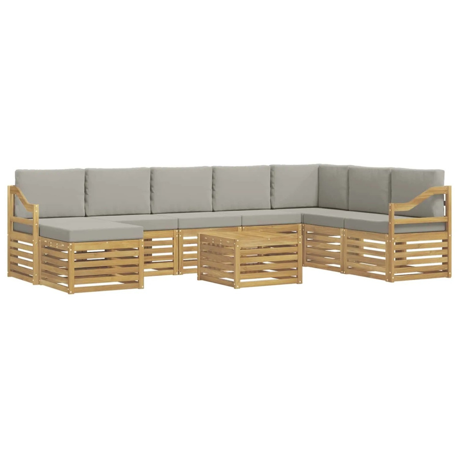 vidaXL Sofagarnitur aus Massivholz Akazie im modernen Latten-Design in Weiß-Hellgrau - Bild 2