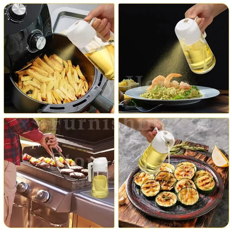 XMSJ 2-in-1 Olivenölsprüher und Ölspender aus Kunststoff in Transparent, 500 ml Sprühflasche für Essig und Öl zur Verwendung in der Küche, beim Grillen oder für die Heißluftfritteuse - Bild 6
