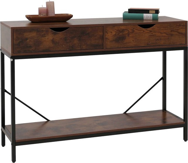 MCW Konsolentisch O76 Industrial Beistelltisch mit Schubladen in Rotbraun, B/T/H: 109 x 76 x 30 cm - Bild 1