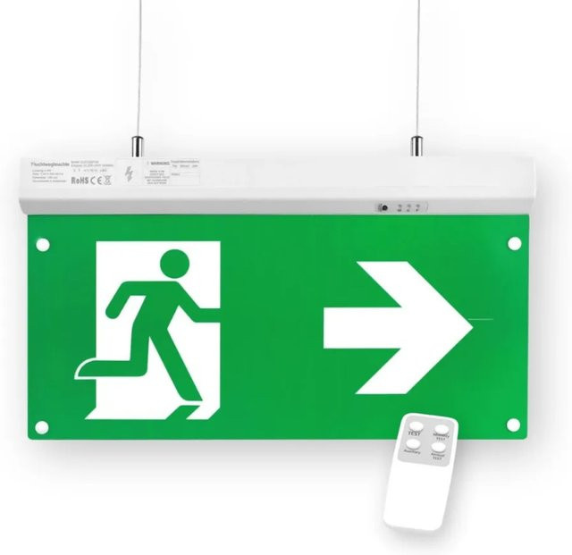 ENOVALITE 4in1 LED Fluchtwegleuchte und Notleuchte in Weiß mit Notstromeinheit, Testfunktion und Fernbedienung - Bild 1