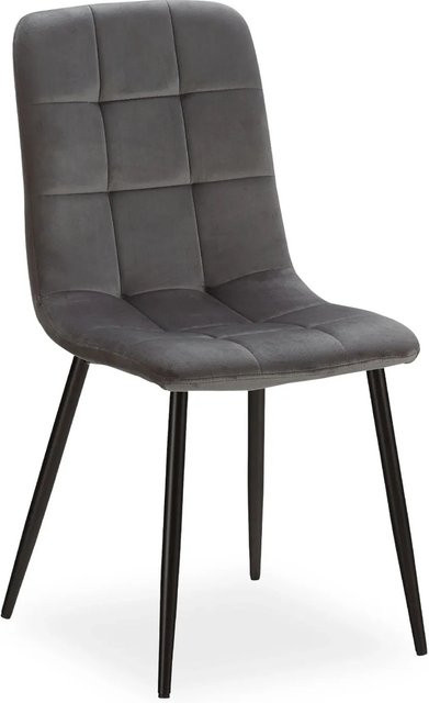 Homestyle4u Esszimmerstuhl 2216 in Anthrazit aus Samt mit gesteppter Polsterung und Metallgestell - Bild 1