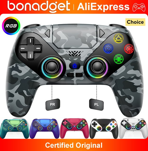Bonacell Kabelloser Controller für PlayStation 5 PS5 Pro Slim und PC mit Hall-Effekt, RGB-Beleuchtung und Turbo-Programmierung, Farbe: Rot - Bild 1