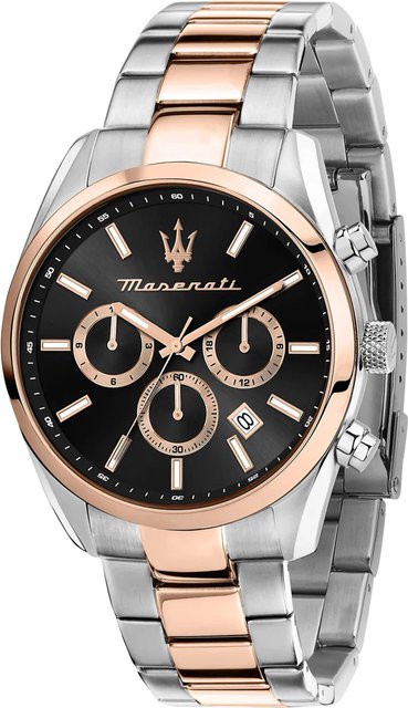 Maserati Chronograph, Edelstahl, Schwarz, Bicolor Rosé, Quarz, 43 mm, Herren - Bild 1