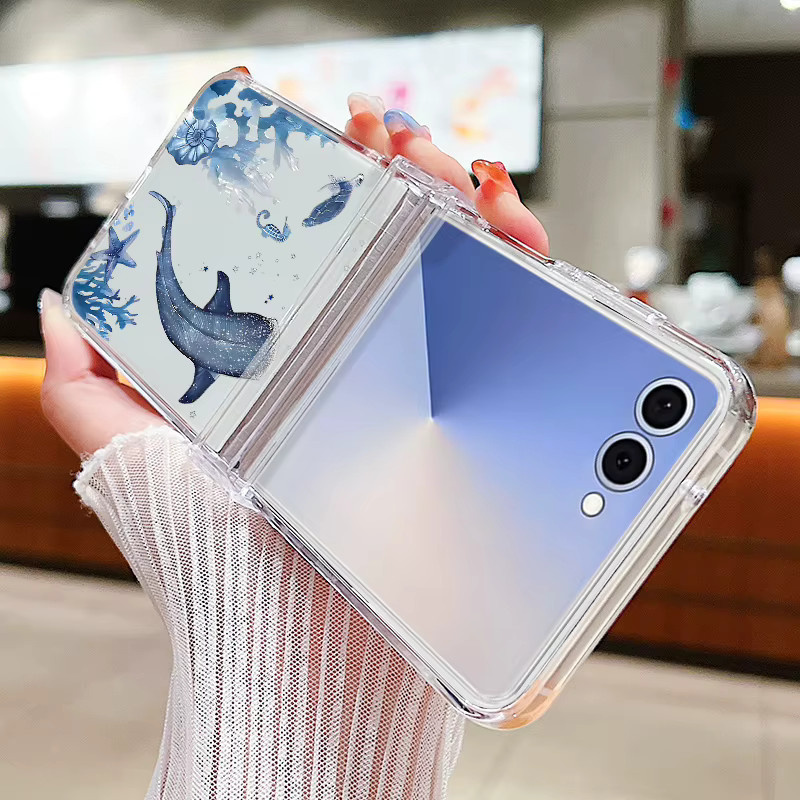 Dolphins Turtles Klare Handyhülle für Samsung Galaxy Z Flip 7 FE 6 5 4 3 5G Transparent Hard Cover - Bild 1