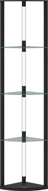 HOMCOM LED Stehlampe mit Glasregal in Schwarz für Wohnzimmer und Schlafzimmer - Bild 1